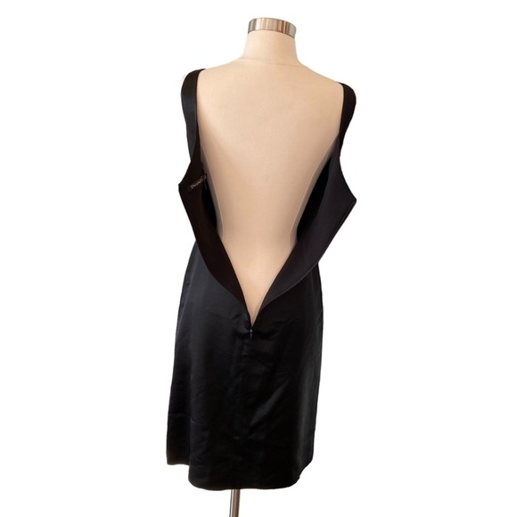 Y2K Tahari Black Satin Open Back Cocktail Dress - Picture 9 of 10